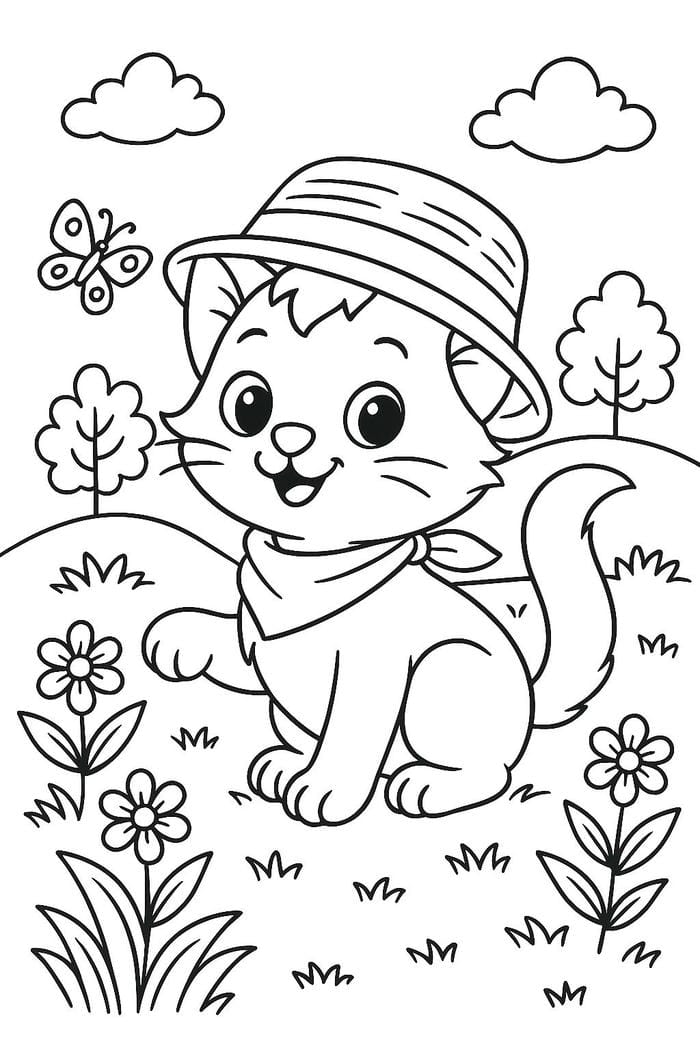 tranh tô màu con mèo dễ thương