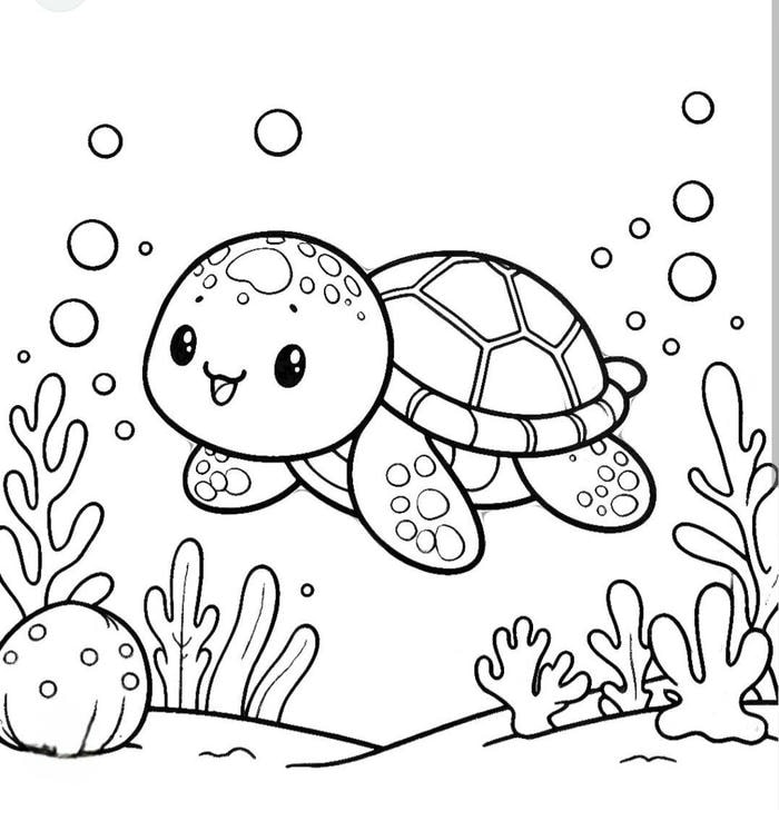 tranh tô màu con rùa đáng yêu