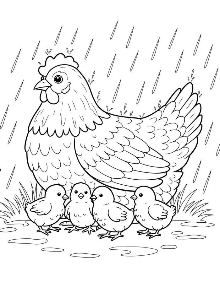 tranh tô màu gà cho bé mầm non