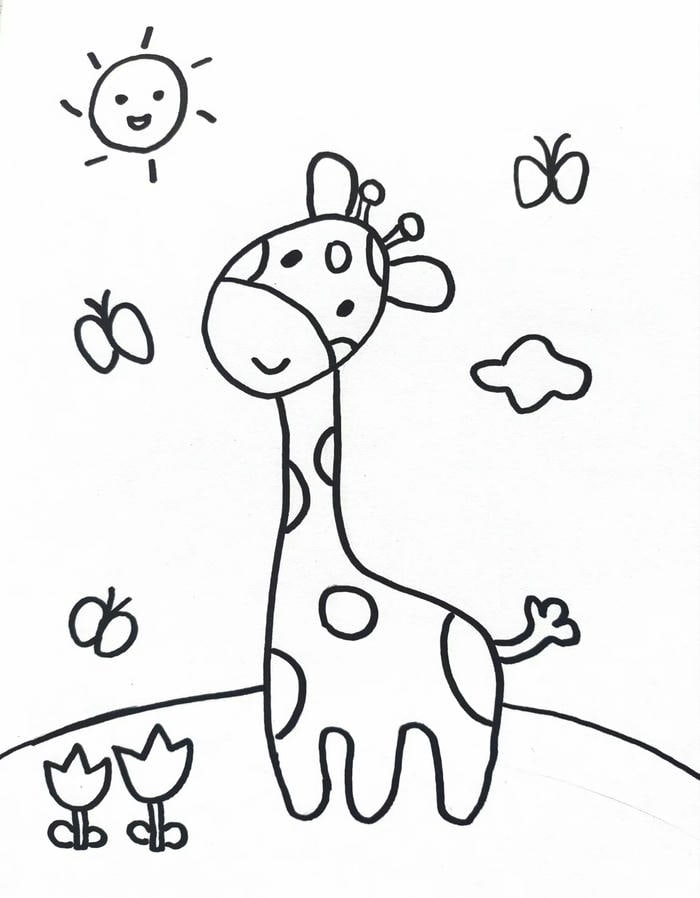 tranh tô màu hươu cao cổ cute