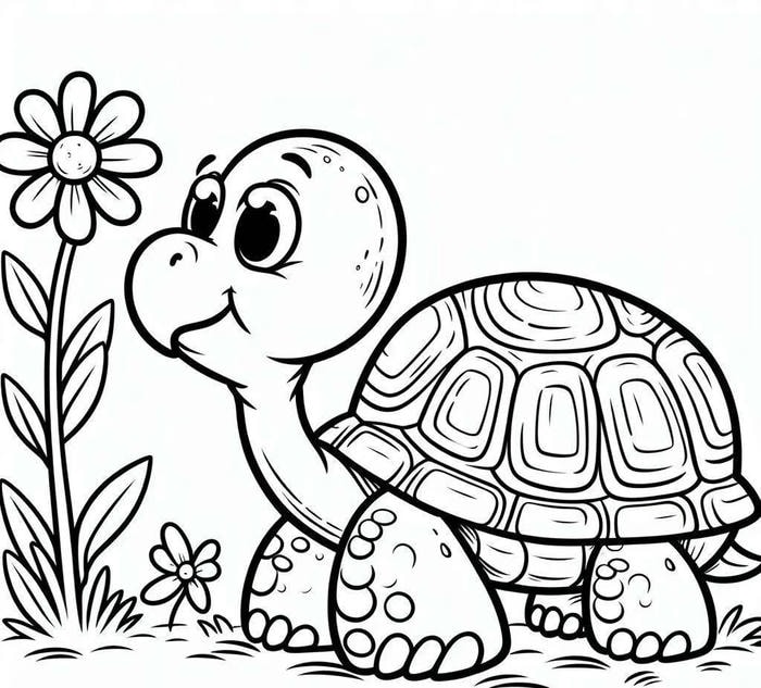 tranh tô màu rùa cute