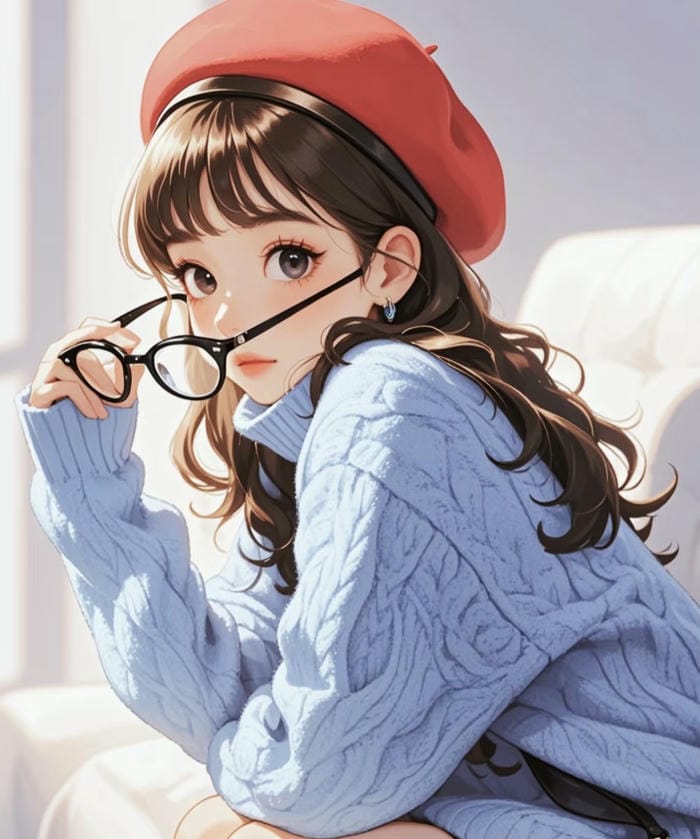 visual anime gương mặt đeo kính