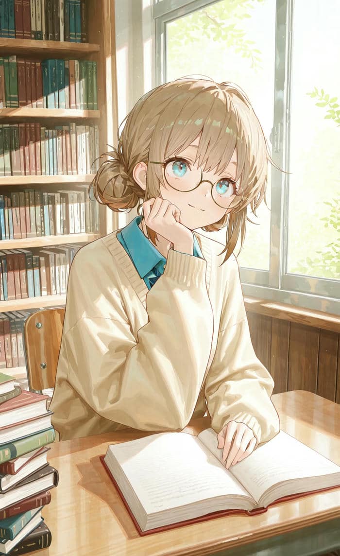 visual art anime dùng gọng kính