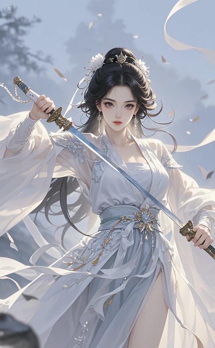 visual art anime girl với kiếm