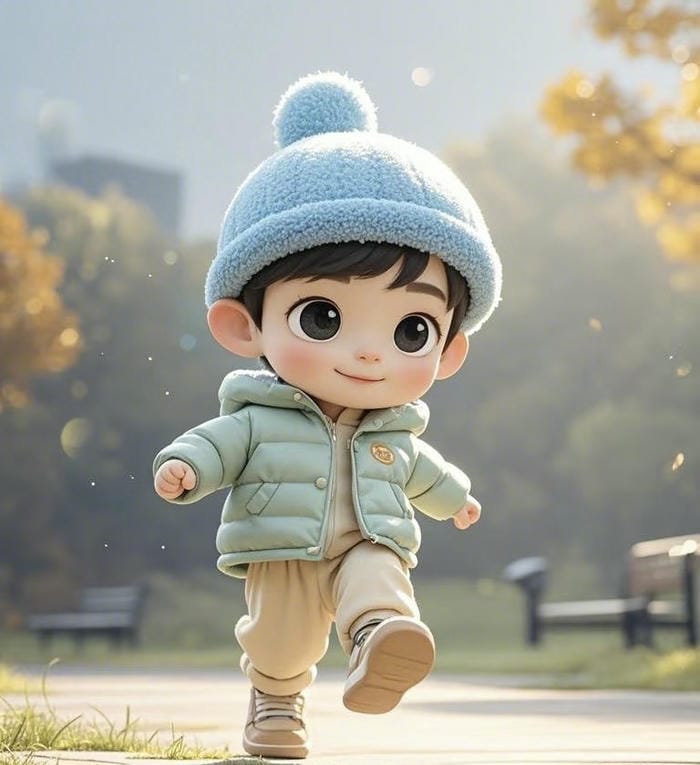Ảnh chibi em bé đang chạy nhảy