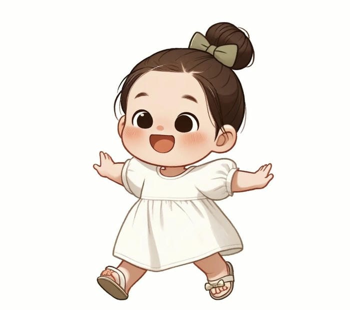 Ảnh em bé đang nô đùa chibi