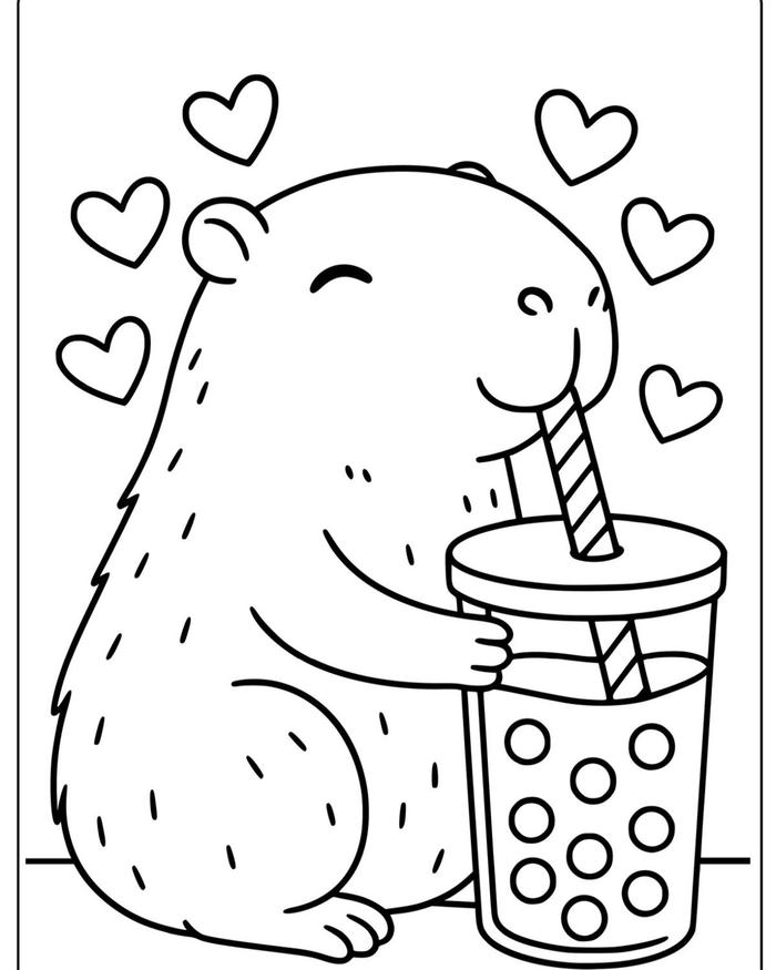 Capybara tô màu đơn giản dễ thương bé