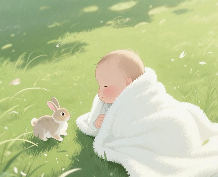 Em bé chibi tạo dáng vui vẻ tươi sáng