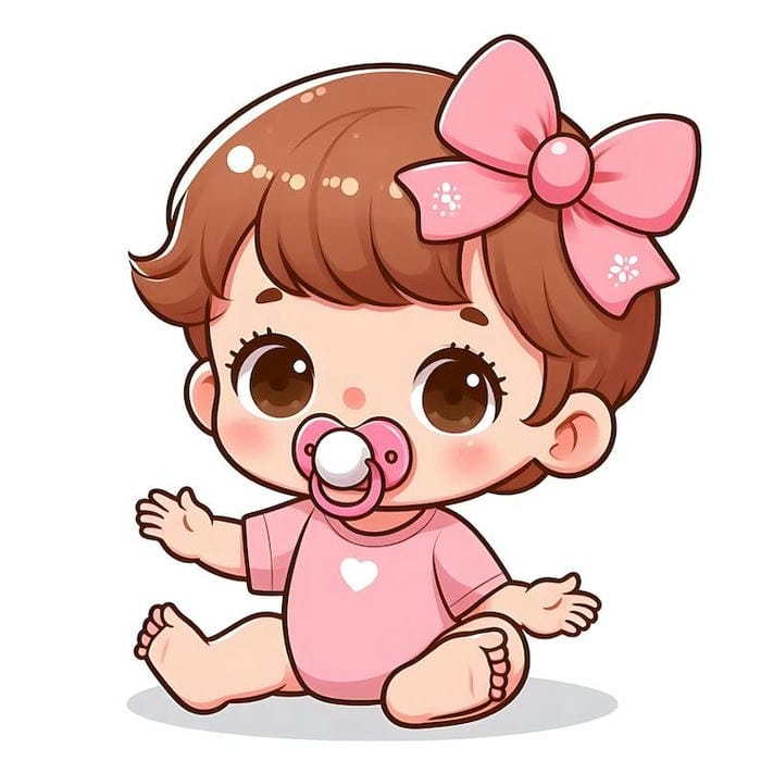 Em bé sơ sinh chibi tóc nâu