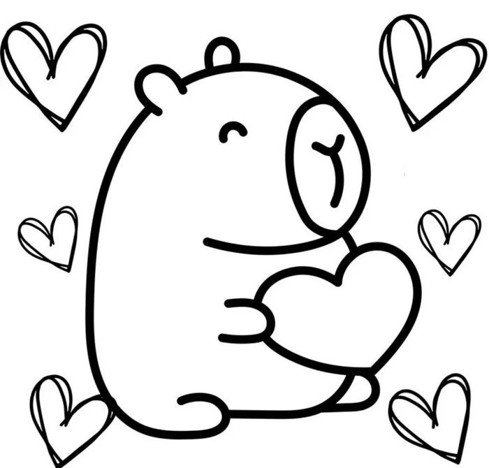 Hình capybara tô màu ngộ nghĩnh xinh xắn