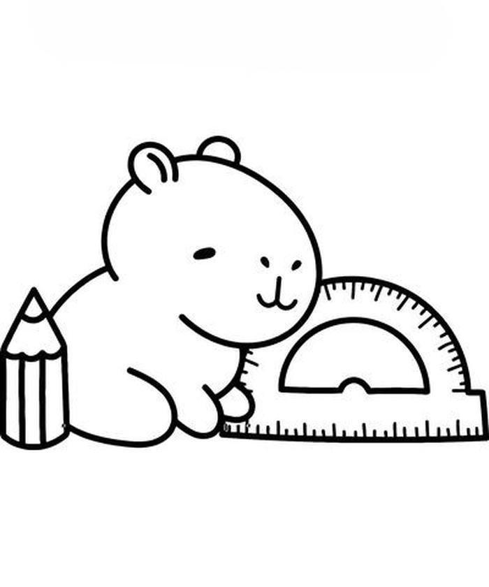Hình tô màu capybara cute đáng yêu bé