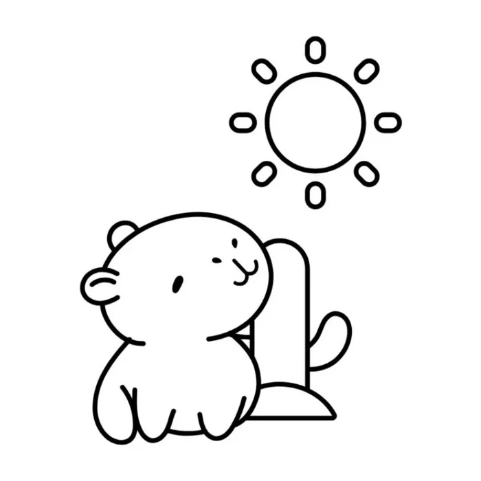 Hình tranh tô màu capybara dễ thương xinh xắn