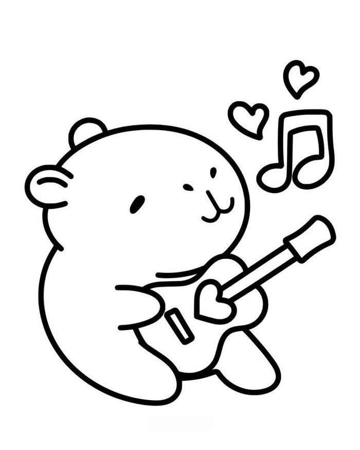 Tô màu capybara cute xinh xắn dễ vẽ