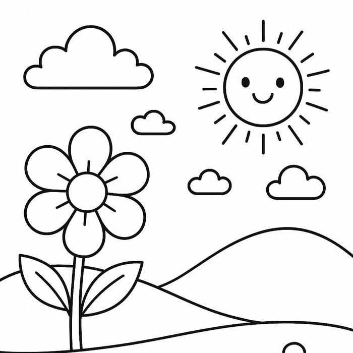 Tô màu ông mặt trời sau núi