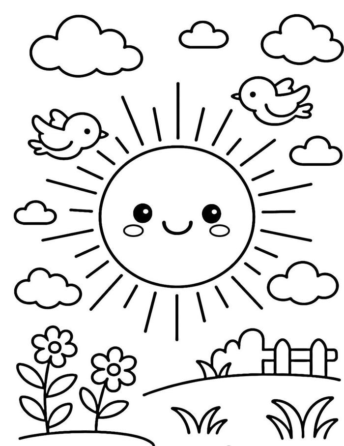 Tô màu ông mặt trời toả nắng