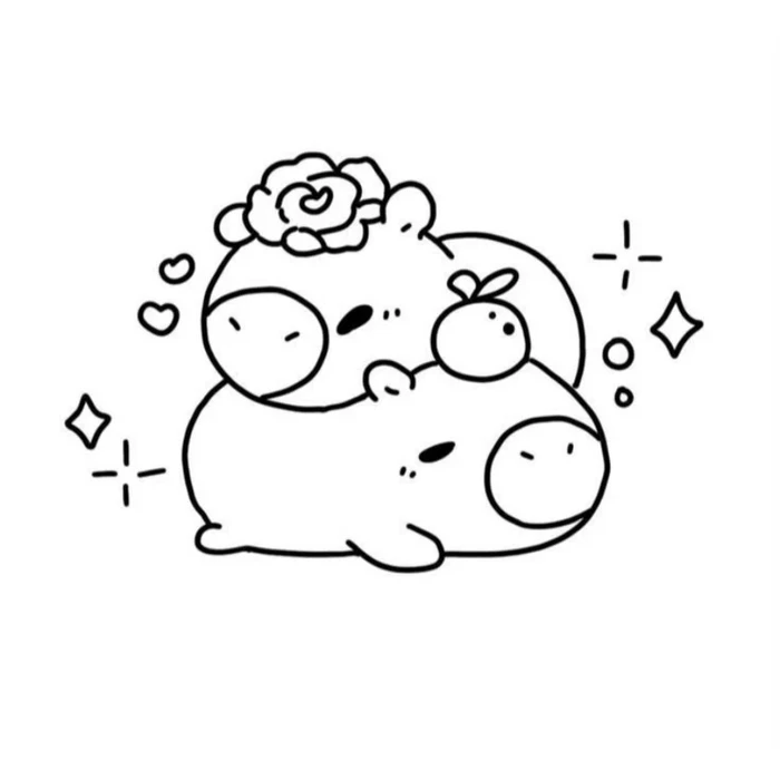 Tranh tô màu capybara cute đáng yêu ngộ nghĩnh