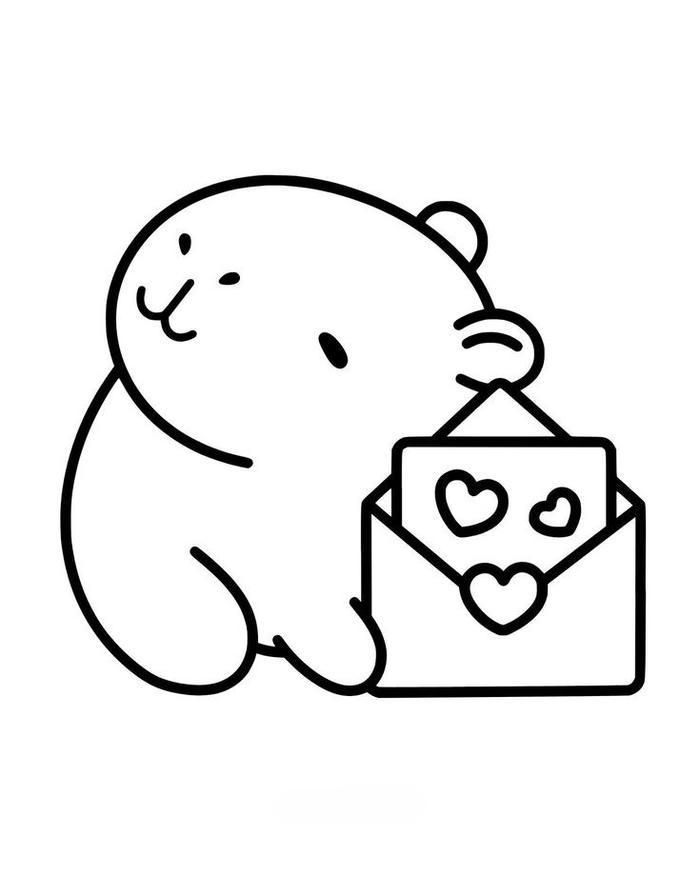 Tranh tô màu capybara cute dễ thương bé