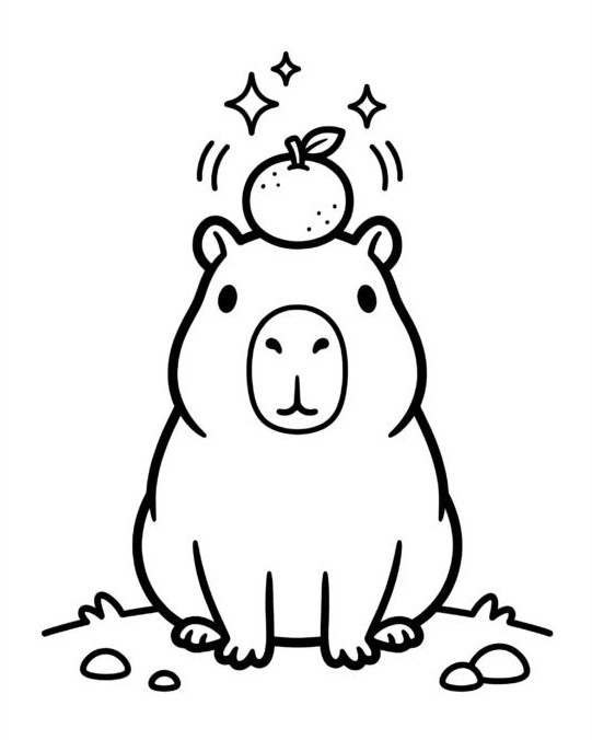 Tranh tô màu capybara cute dễ thương cho bé