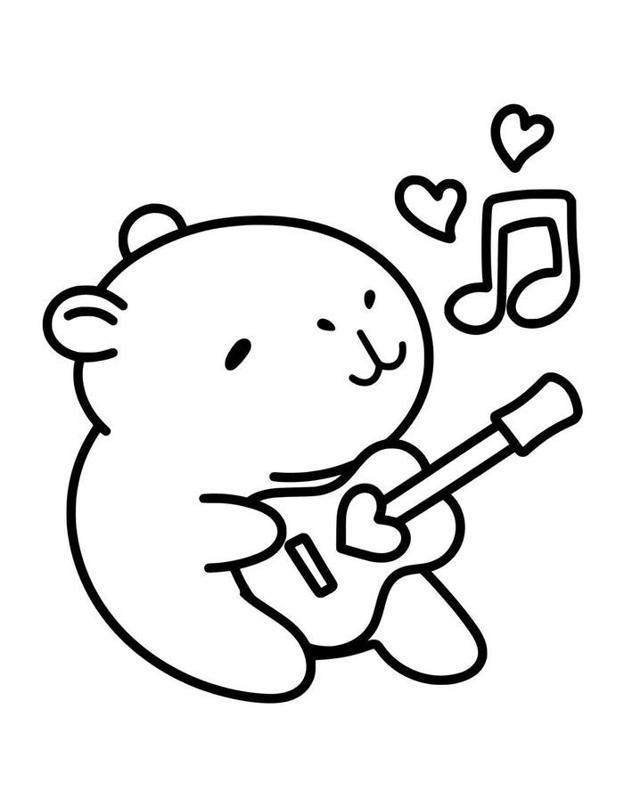 Tranh tô màu capybara cute đơn giản đẹp mắt