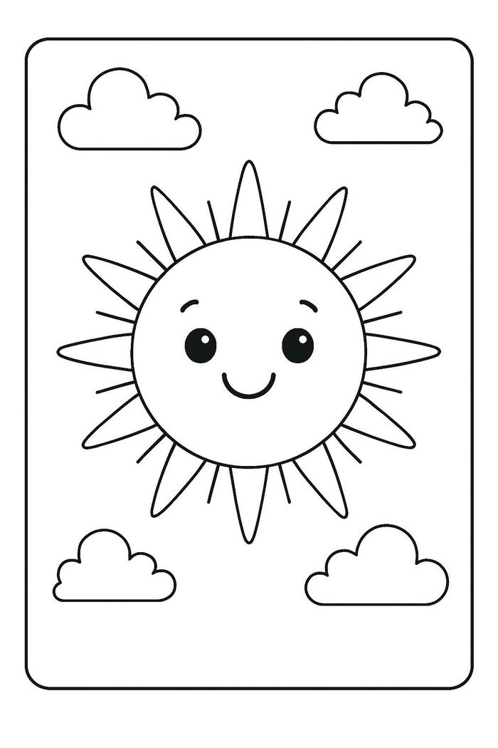 Tranh tô màu hình mặt trời dễ thương