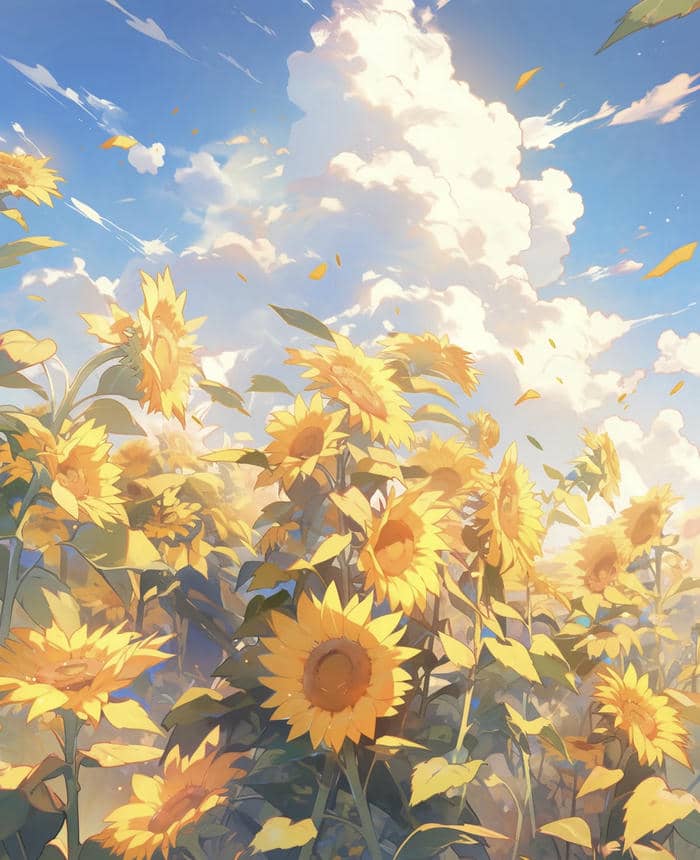 ảnh anime hoa vàng hướng dương