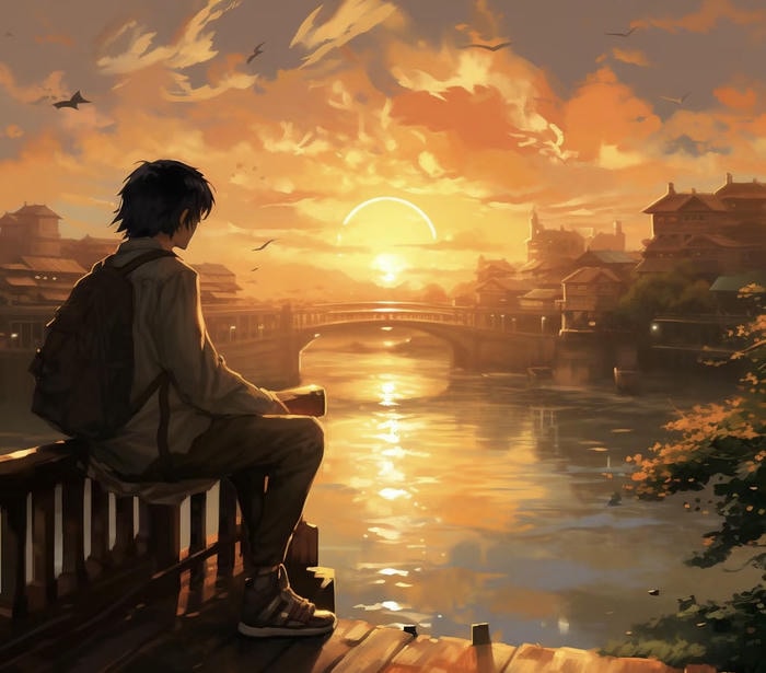 ảnh anime hoàng hôn đẹp