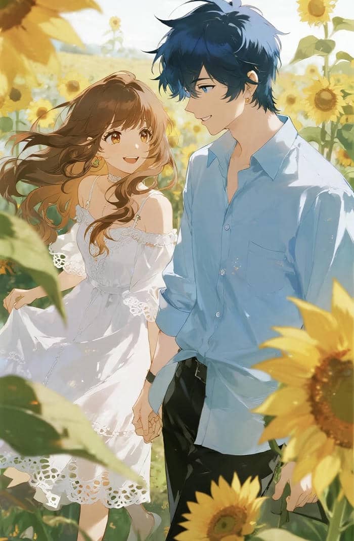 ảnh anime hướng dương nở