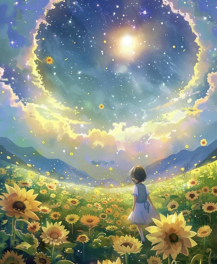 ảnh anime khung cảnh hướng dương