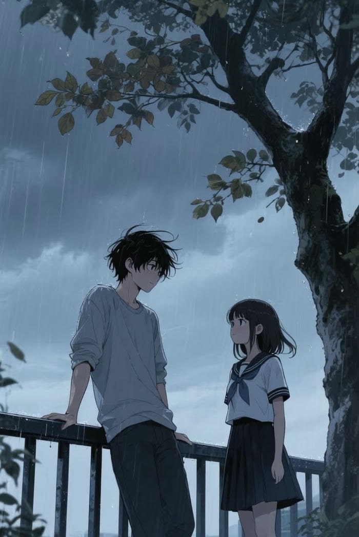 ảnh anime mưa sương