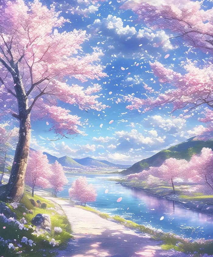 ảnh anime mùa xuân anh đào