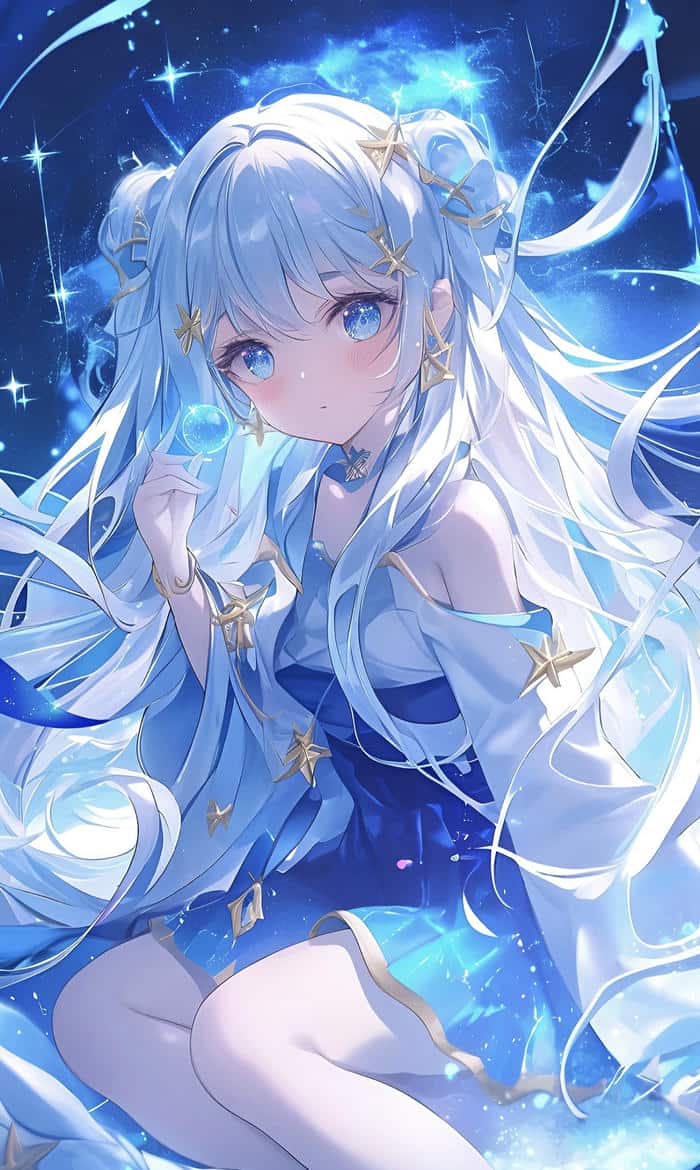 ảnh anime nền xanh mát