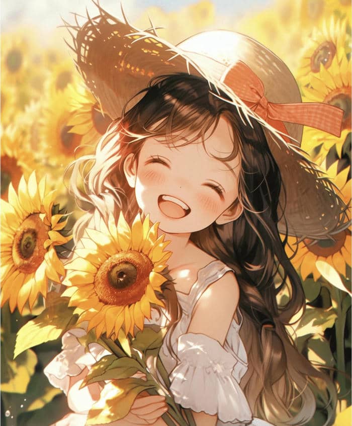 ảnh anime nụ cười giữa hướng dương