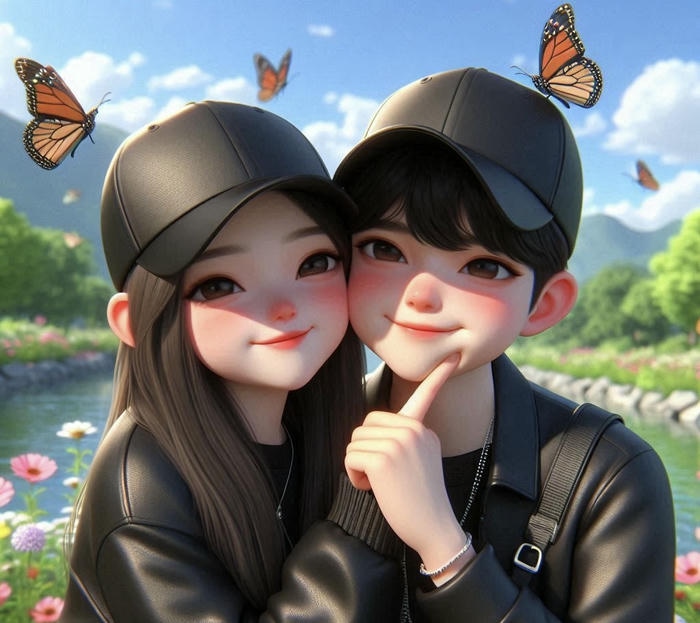 ảnh chibi đôi vui vẻ