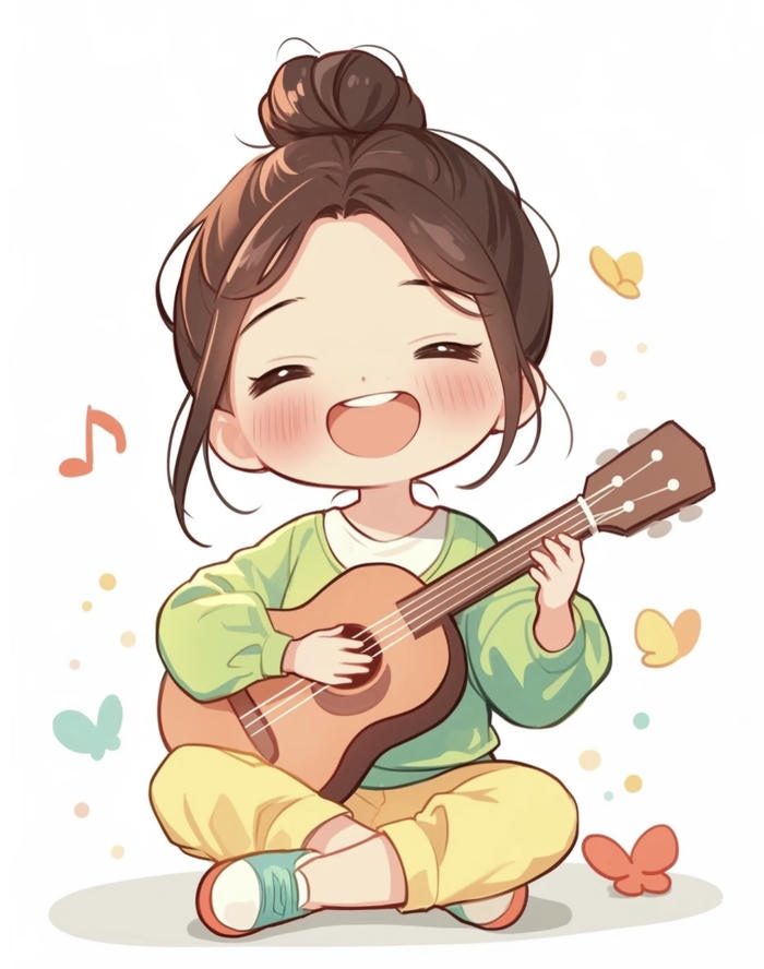 ảnh chibi nữ dễ thương đánh đàn