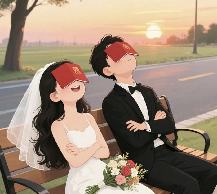 ảnh cưới chibi đi dạo