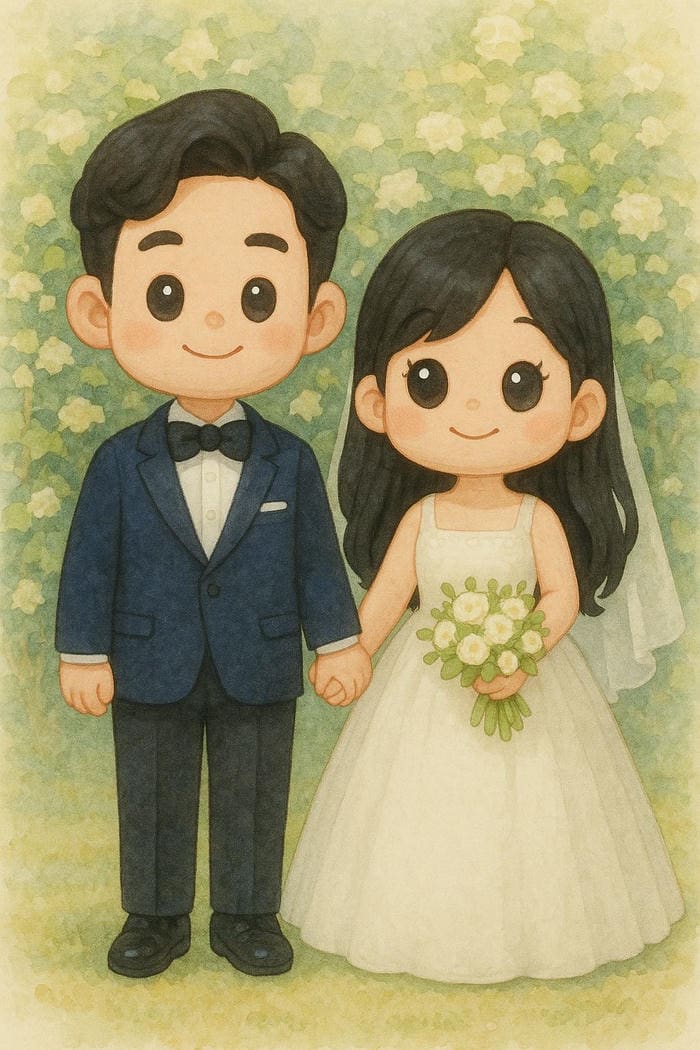 ảnh cưới chibi lễ đường