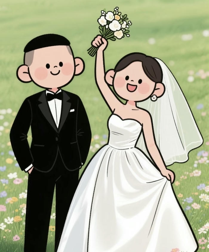 ảnh cưới chibi tạo dáng