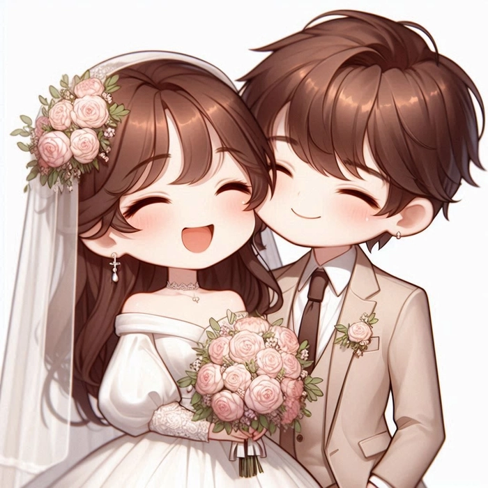 ảnh đám cưới chibi cute hạnh phúc dành cho các cặp đôi