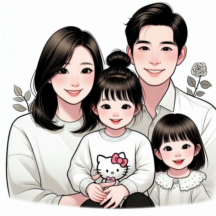 ảnh gia đình chibi cực kỳ dễ thương