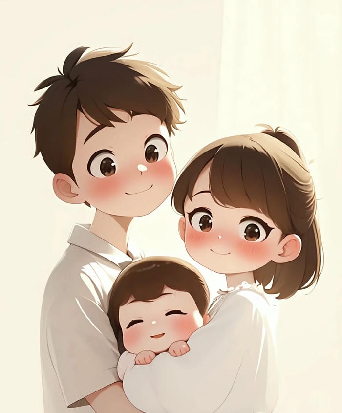 ảnh gia đình chibi đẹp nhất giản dị