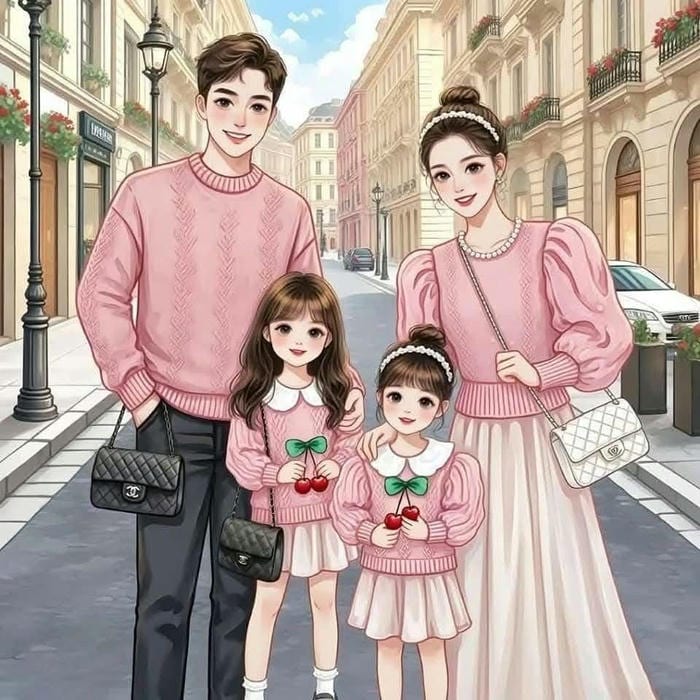 ảnh gia đình chibi đẹp nhất vui vẻ