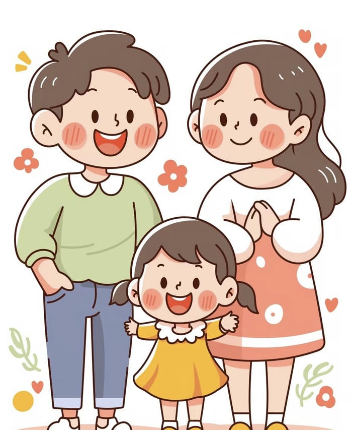 ảnh gia đình chibi giản dị đẹp