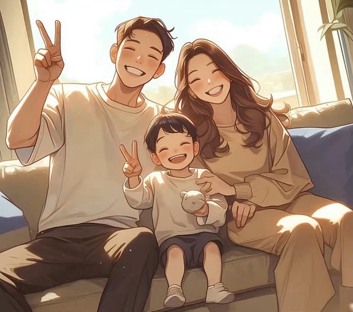 ảnh gia đình chibi sum vầy đẹp