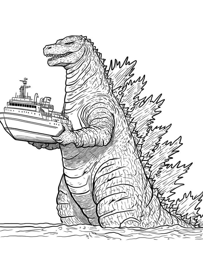 ảnh godzilla hình phác thảo tô màu