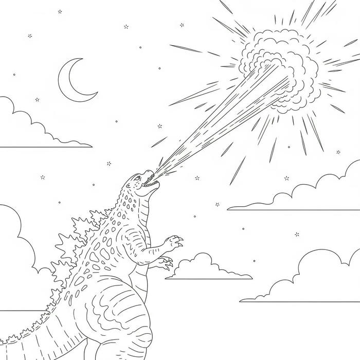 ảnh tô màu godzilla dữ tợn hoành tráng