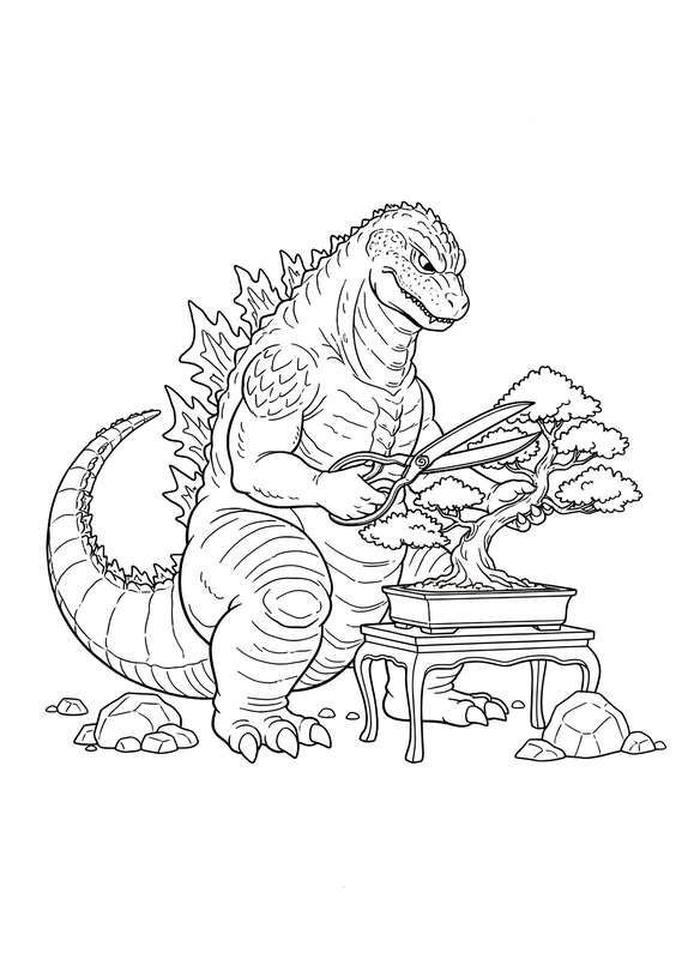 ảnh tô màu godzilla gai góc xù xì