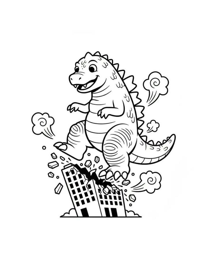 ảnh tô màu godzilla hoạt hình ngộ nghĩnh