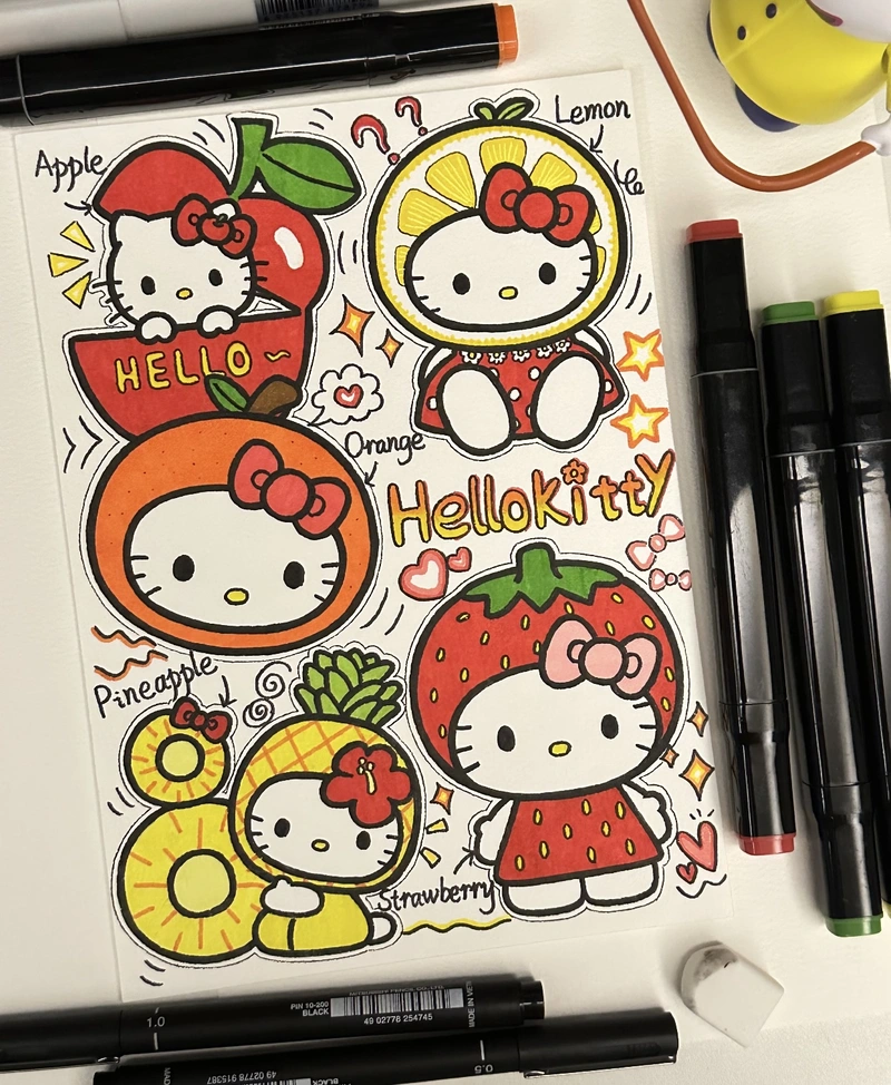 ảnh tranh vẽ Hello Kitty hoạt hình cute được yêu thích nhất