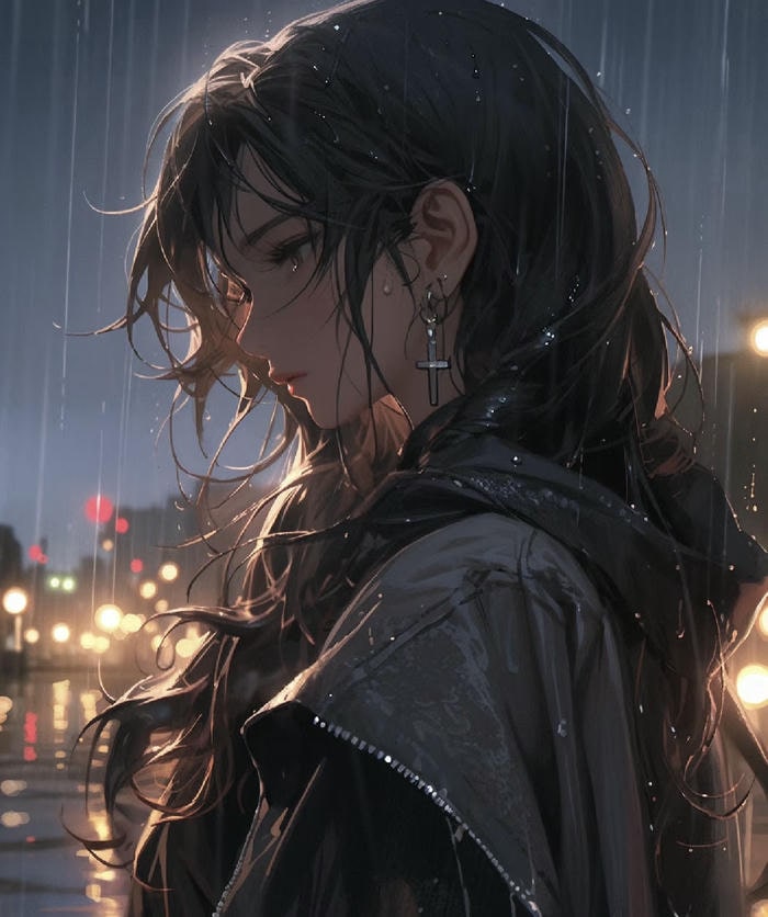 anime buồn dưới trời mưa