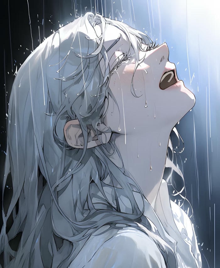 anime buồn phố mưa